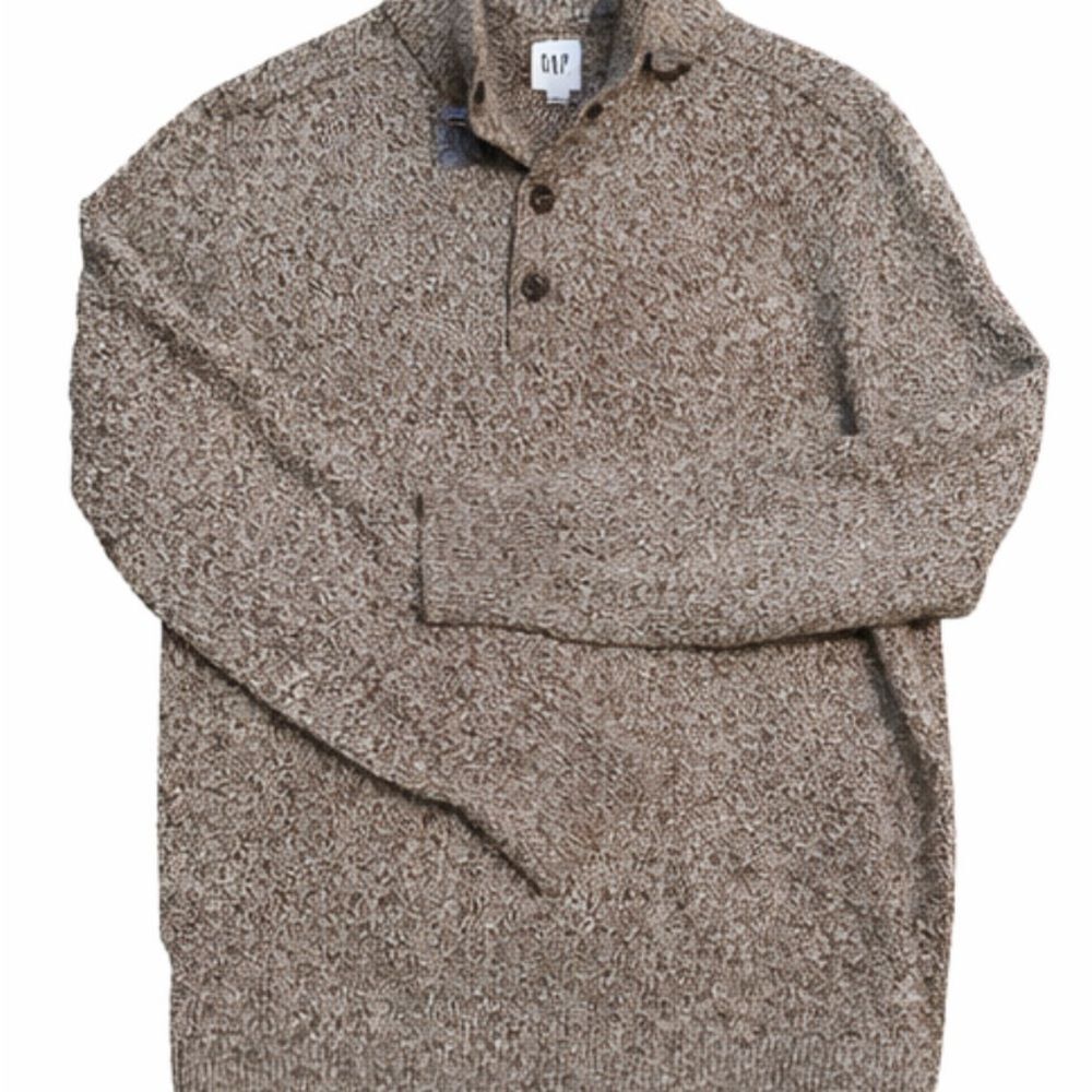 GAP Shawl Collar Sweater Brown Marled Pullover Cozy Knit Cabincore Mens Large